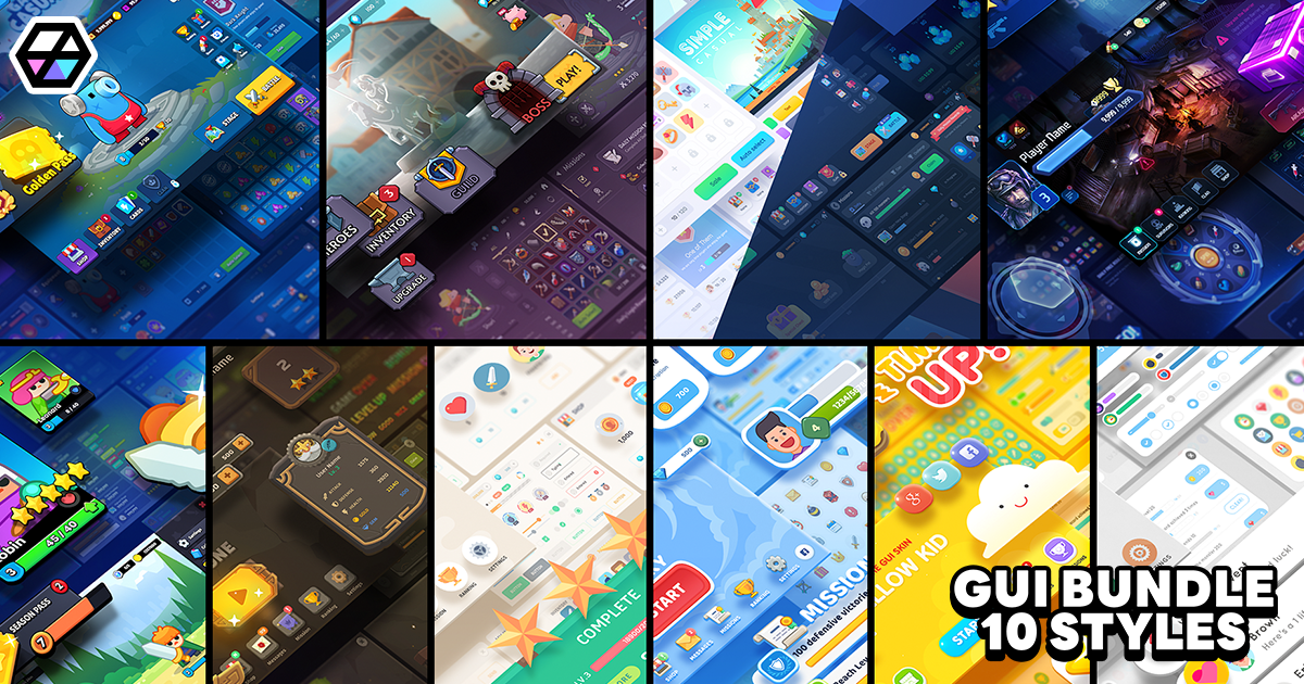 GUI Bundle - 10 Styles | 2D GUI preview 2