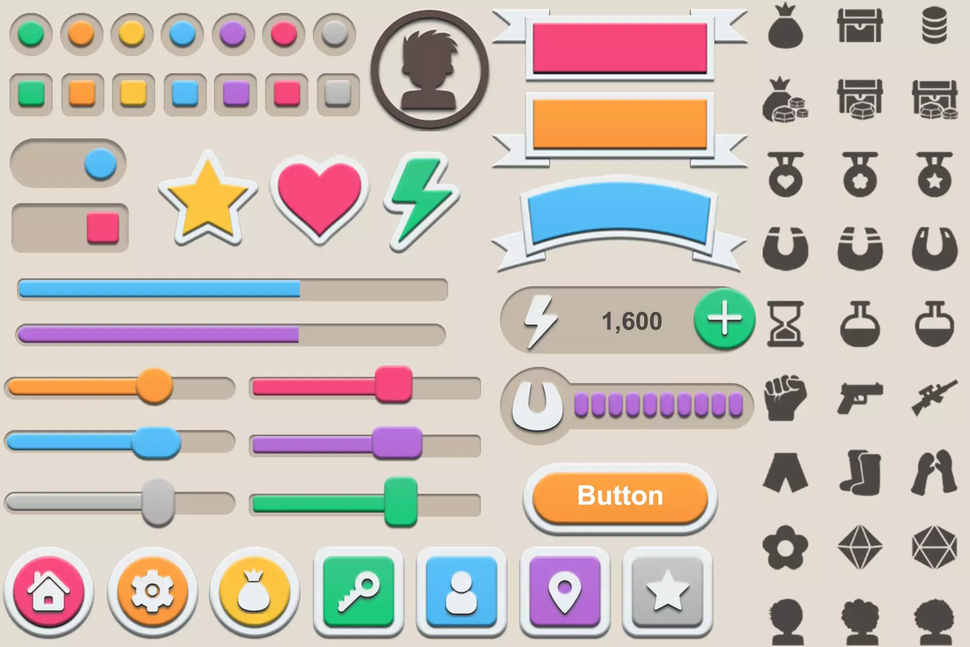 Flat Cartoon GUI Pack