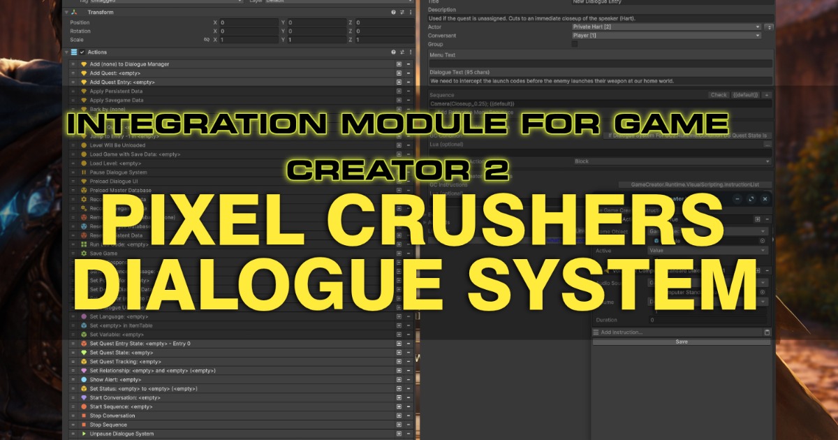 Integration of Pixel Crushers Dialogue System into Game Creator 2 preview 2