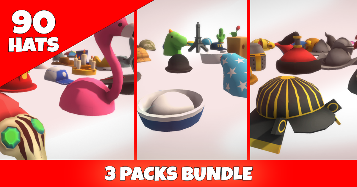 Ultimate Low Poly Hats Bundle preview 2