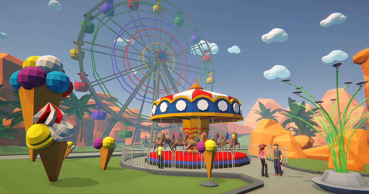Amusement park - low poly style preview 2