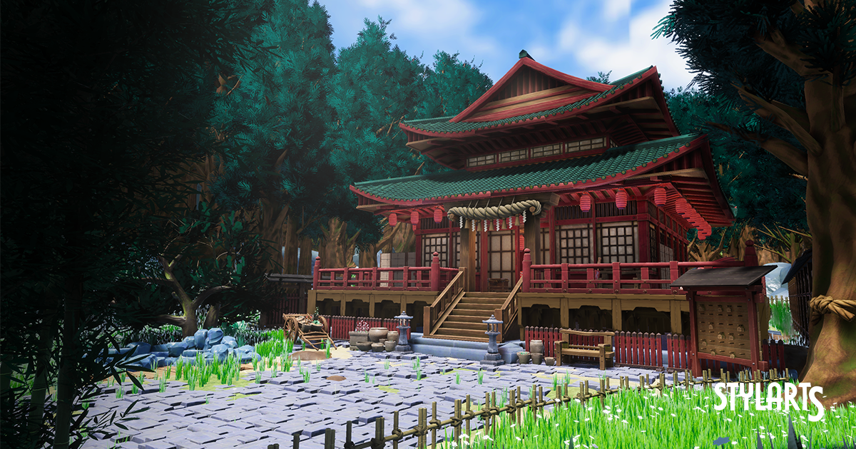 Stylized Japanese Shrine Environment preview 2