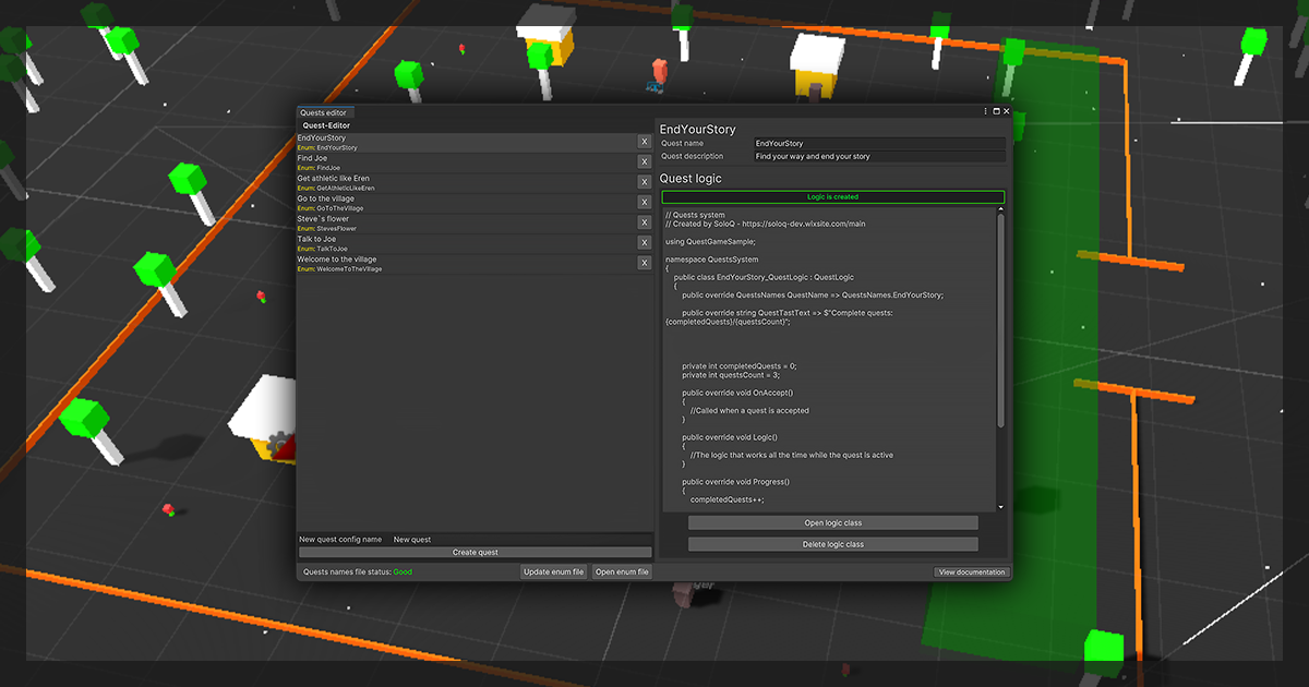Quests system for Unity preview 2