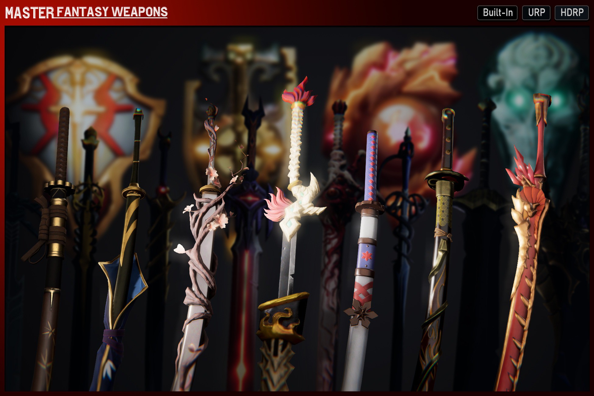 Master Fantasy Weapons|Sword|Axe|Katana|Bow|Shield|Uchigatana | 3D Weapons