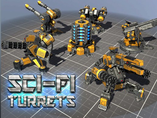 Sci-Fi Turret (PBR) preview 2
