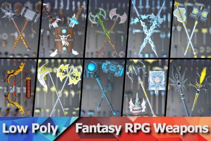 900 Low Poly Fantasy RPG Weapons - Ultimate 3D Pack