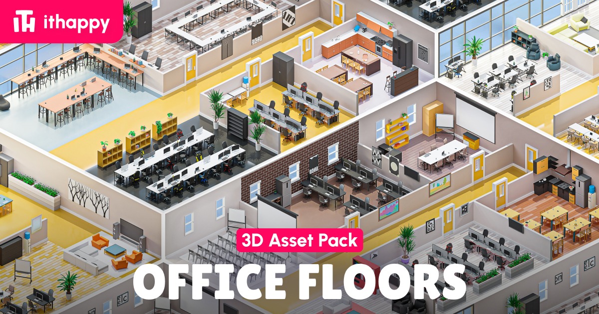 Office Floors - Low Poly 3D Models Pack preview 2