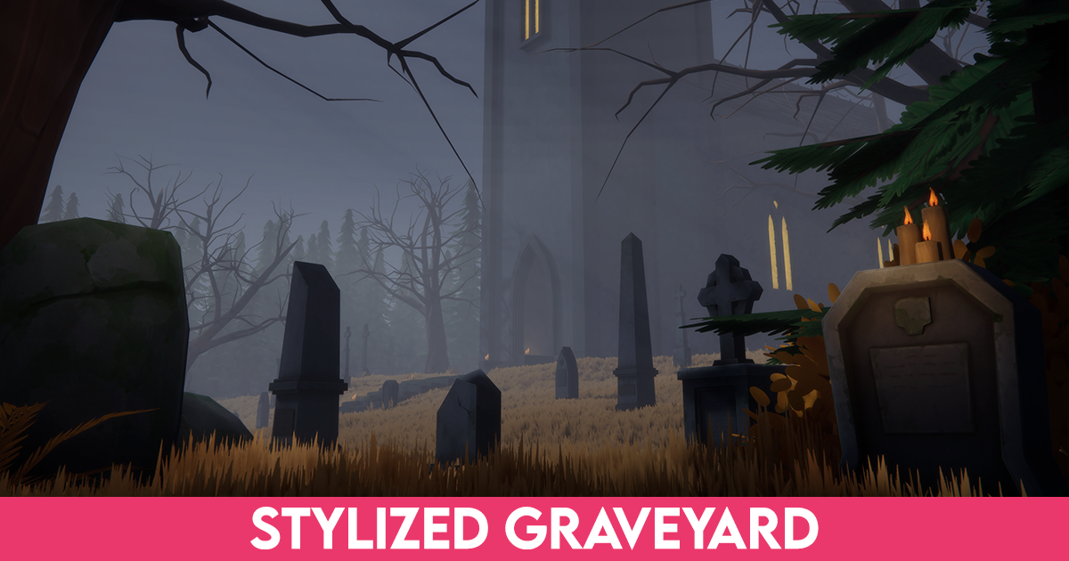 Stylized Graveyard with Church | 3D Fantasy preview 2