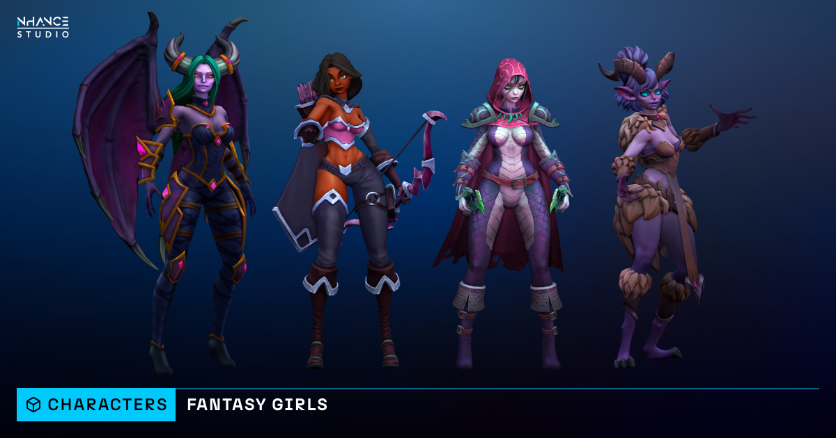 Stylized Fantasy Girls NPC Pack | 3D Characters preview 2