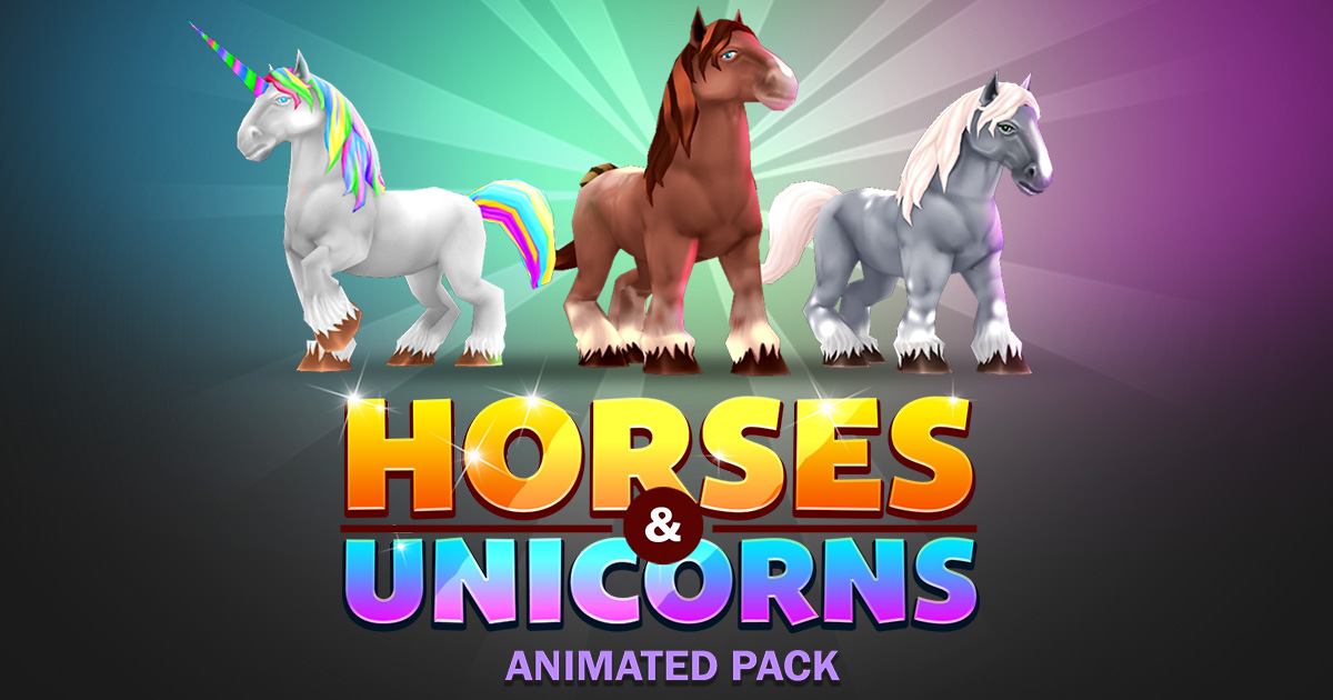 Horses & unicorns animated pack preview 2