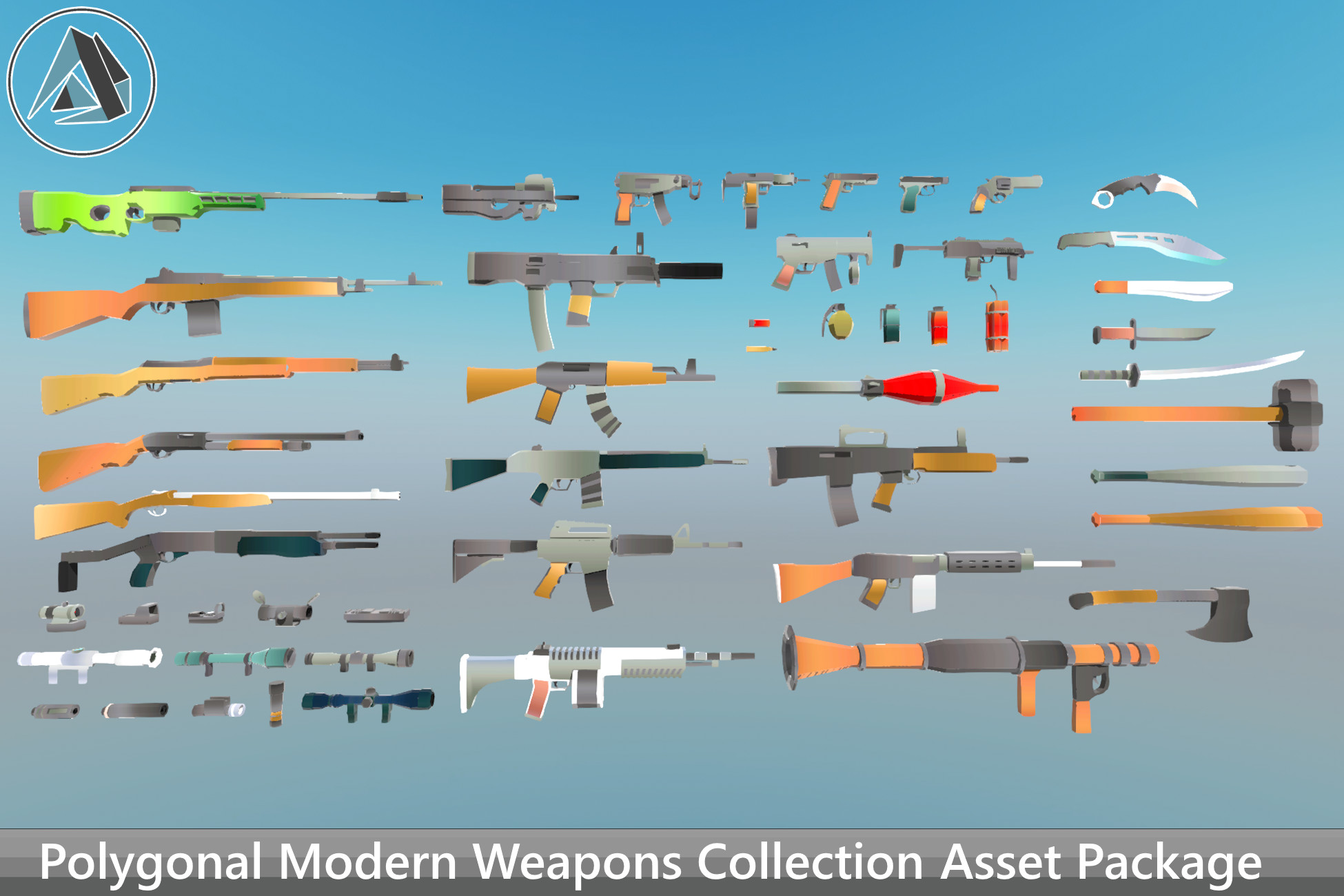 Polygonal Modern Weapons Collection 1 Asset Package