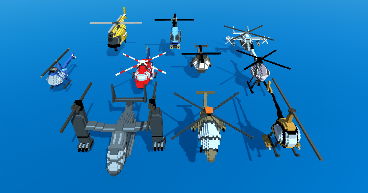 Simple Voxel Helicopters Pack preview 2