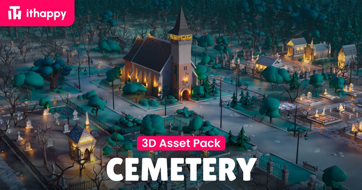 Cemetery - Low Poly 3D Model Pack | 3D Environments preview 2