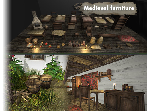 Medieval Furniture and Props preview 2