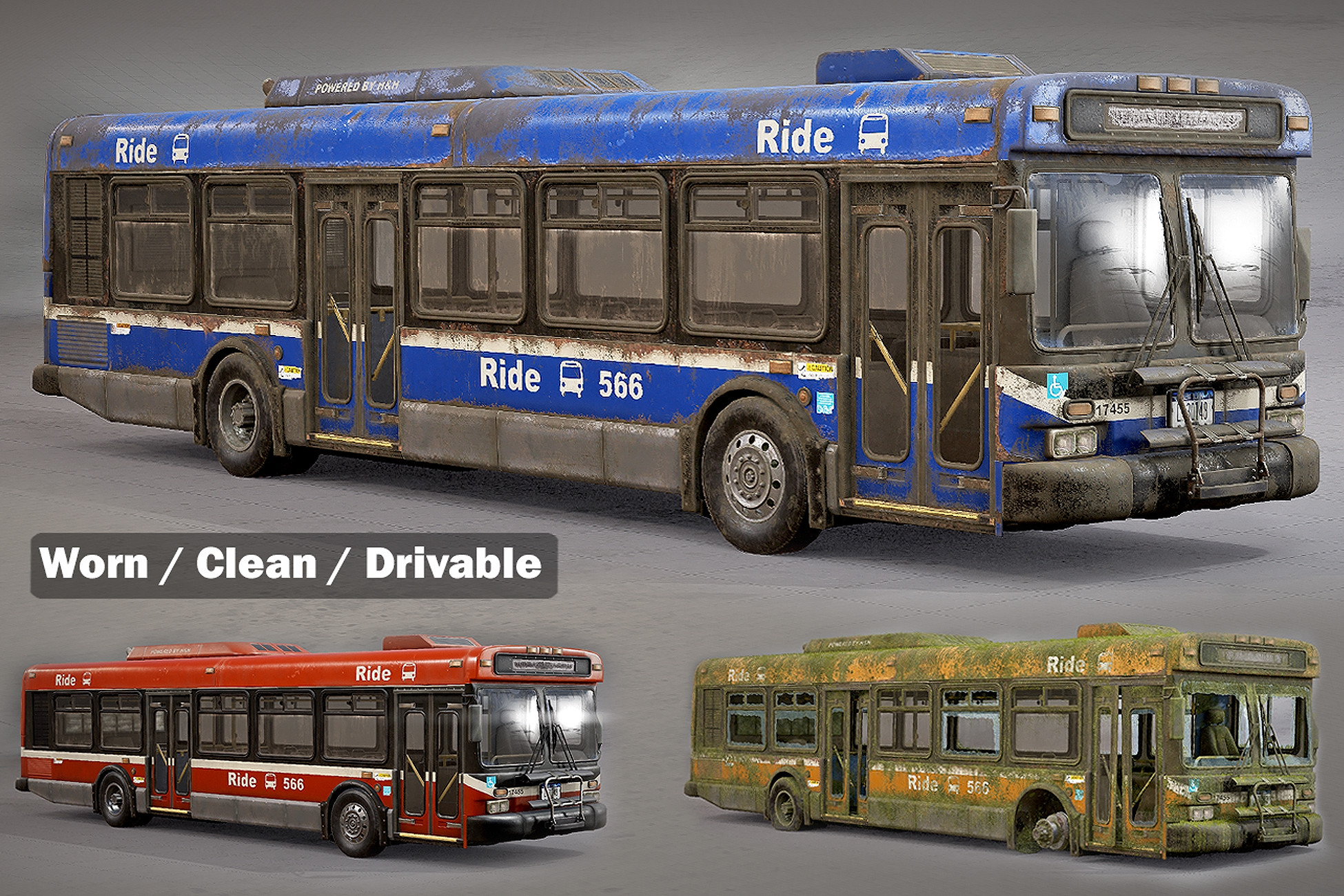 Abandoned City Bus - Drivable preview 2