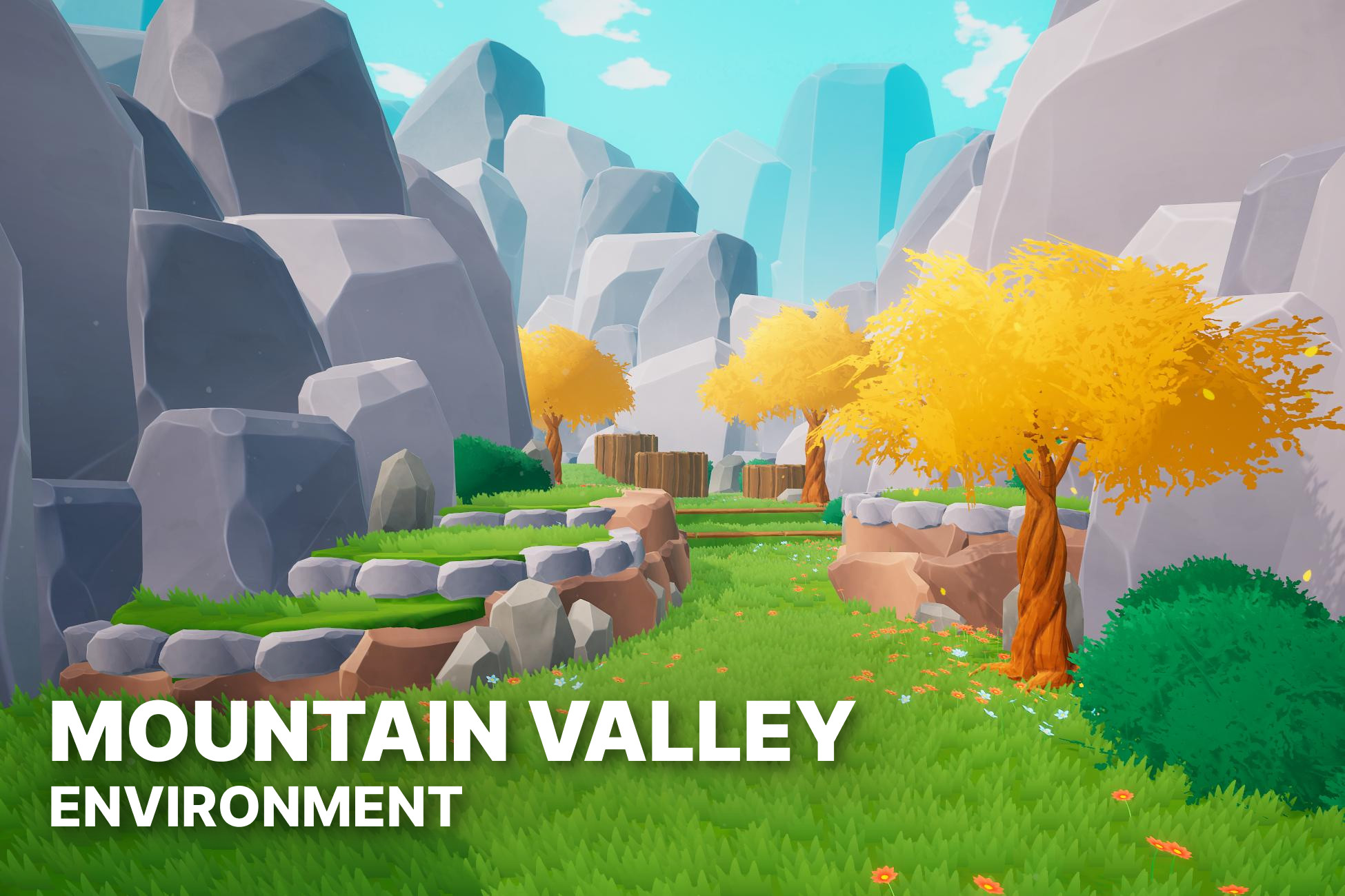 Mountain Valley - Stylized Fantasy Nature Environment preview 2