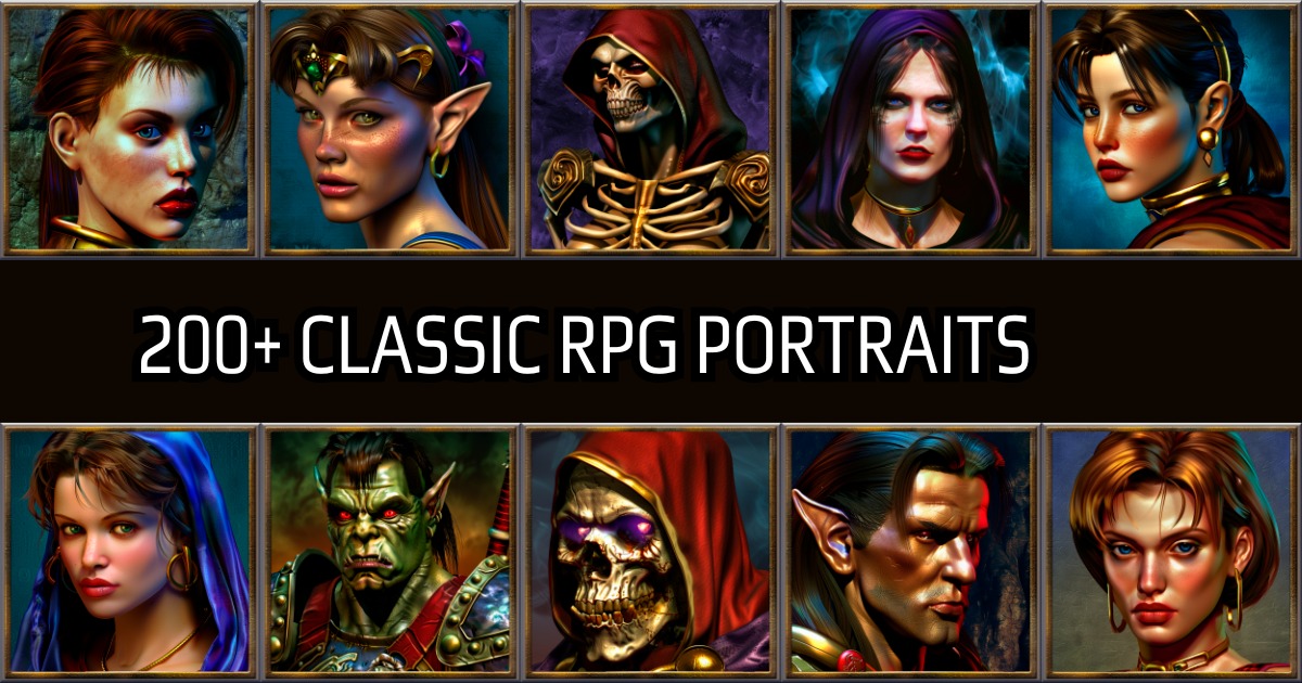 Classic RPG Character Portraits Pack: 200+ Portraits preview 2