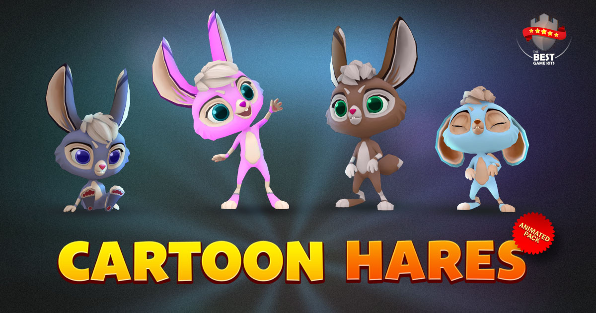 Cartoon hares animated pack preview 2