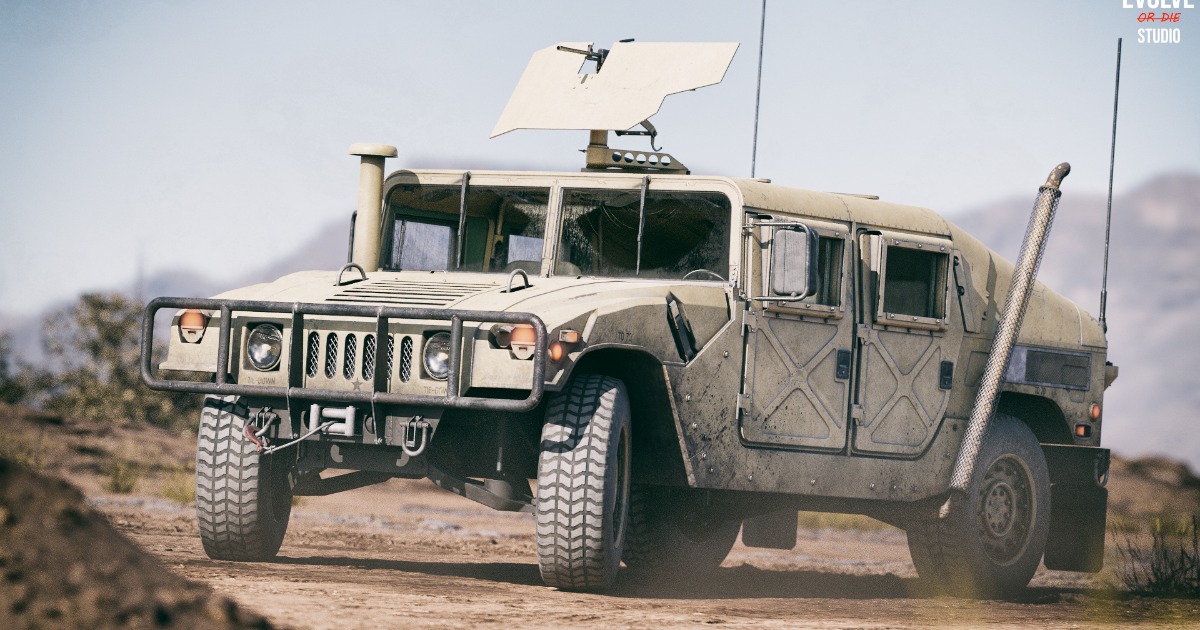 Rigged Military Car Humvee | 3D Land preview 2