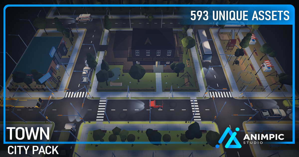 POLY - Town City Modular (SRP, URP, HDRP) preview 2