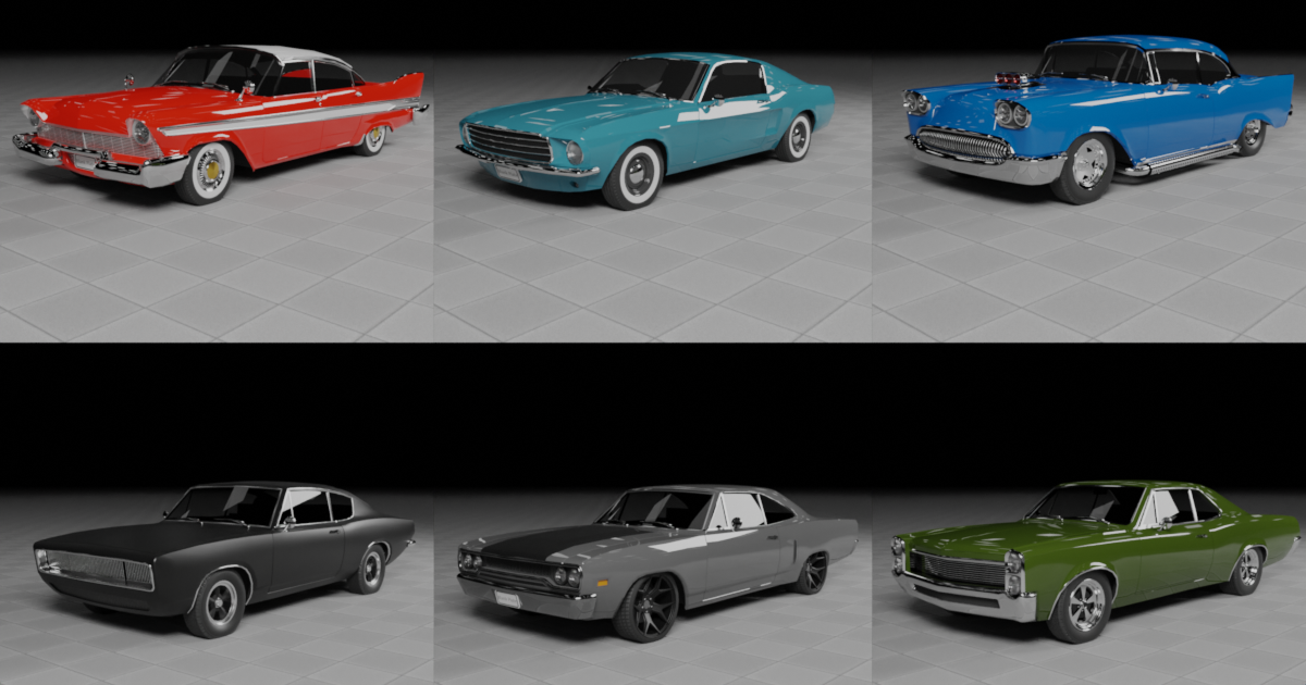 50s, 60s and 70s Car Pack (6 Cars) preview 2