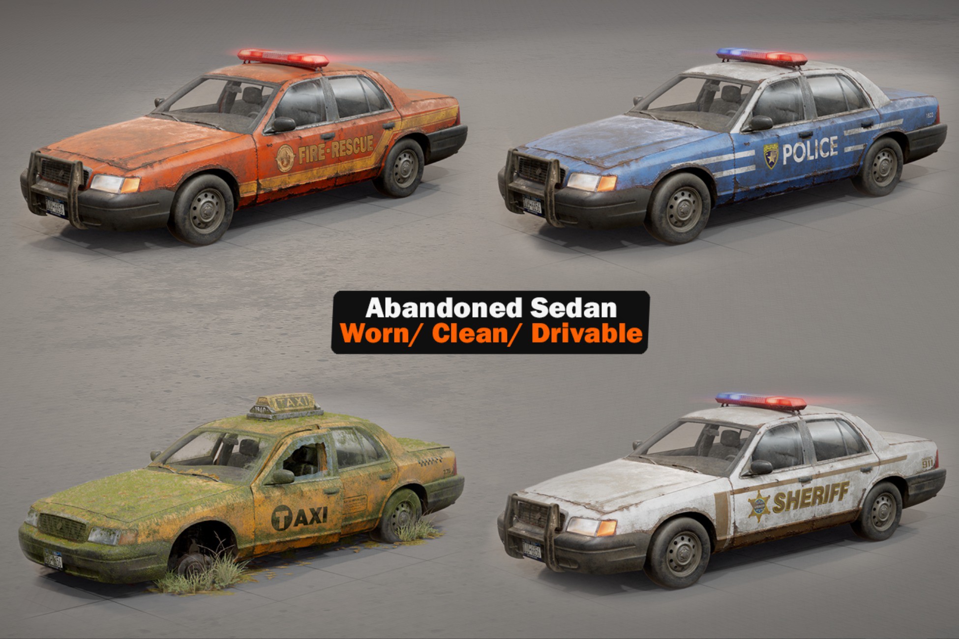 Abandoned Sedan - Taxi / Police / Sheriff preview 2