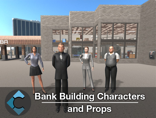 Bank Building Character and Props preview 2