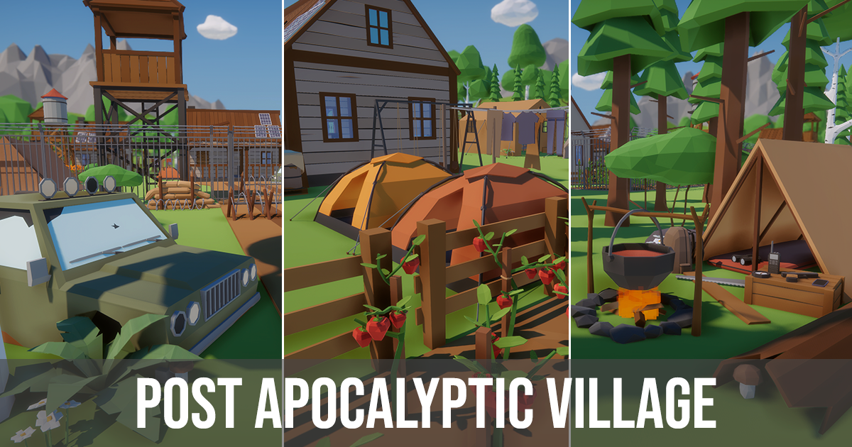 Low Poly Post Apocalyptic Village preview 2