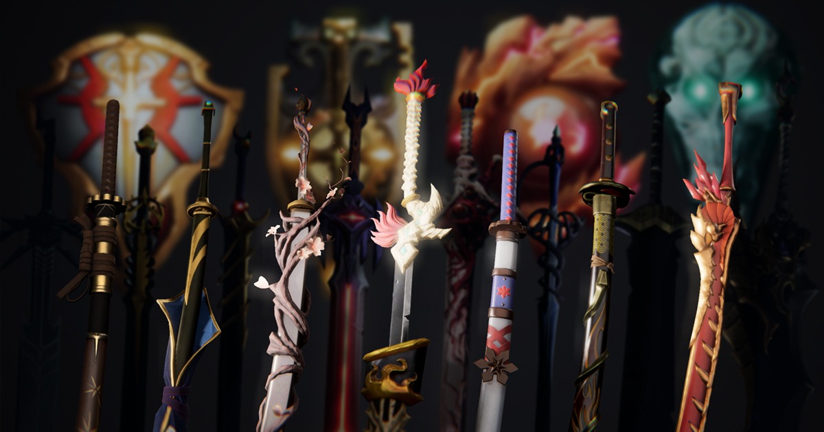 Master Fantasy Weapons|Sword|Axe|Katana|Bow|Shield|Uchigatana | 3D Weapons preview 2
