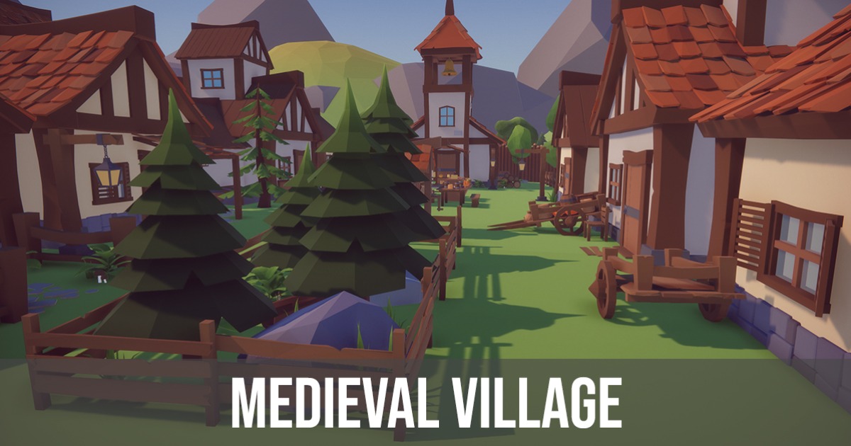 Low Poly Fantasy Medieval Village | 3D Fantasy preview 2