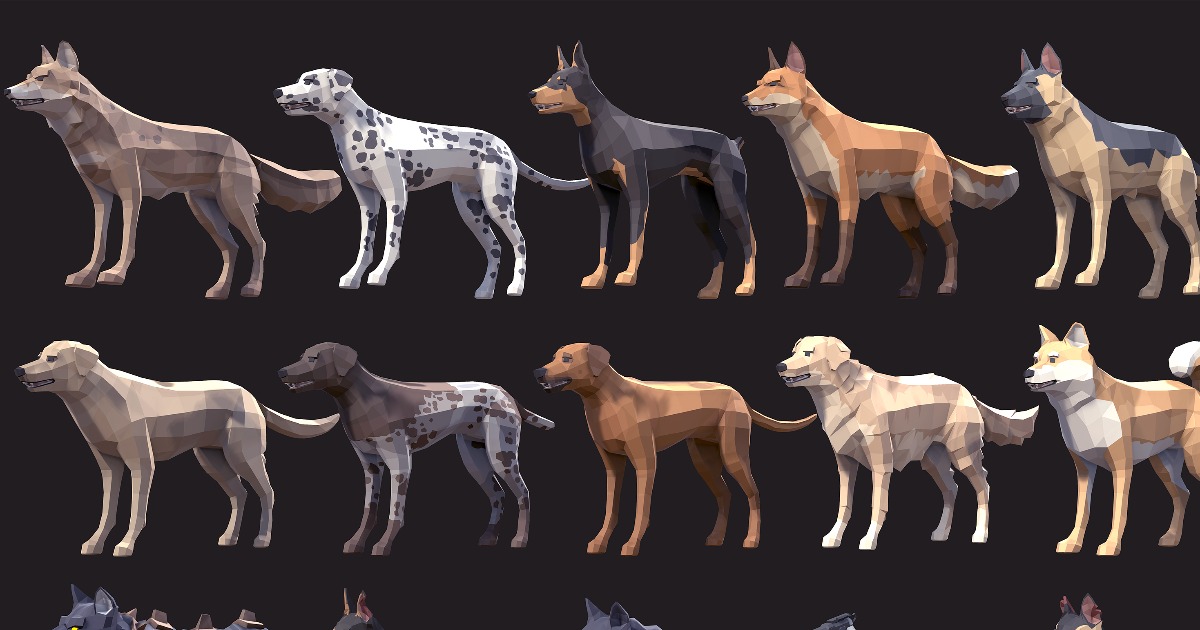 POLYGON - Dog Pack - Art By Synty | Characters preview 2
