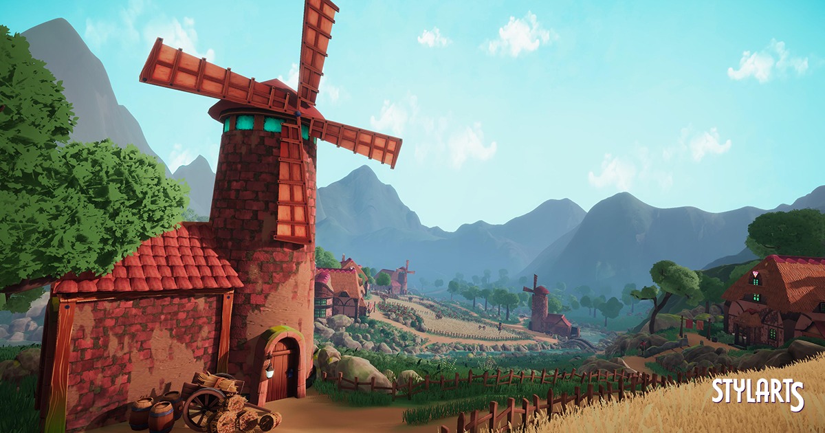 Stylized Windmill Valley Environment preview 2