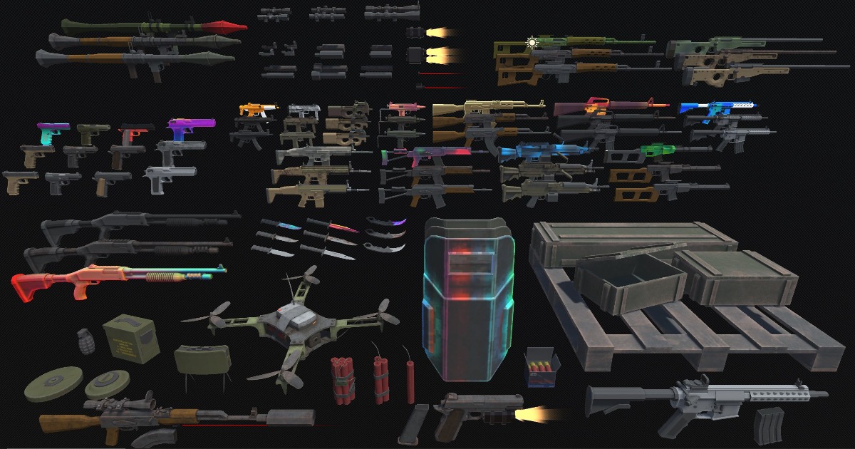 Modern Low poly Guns And Weapons preview 2
