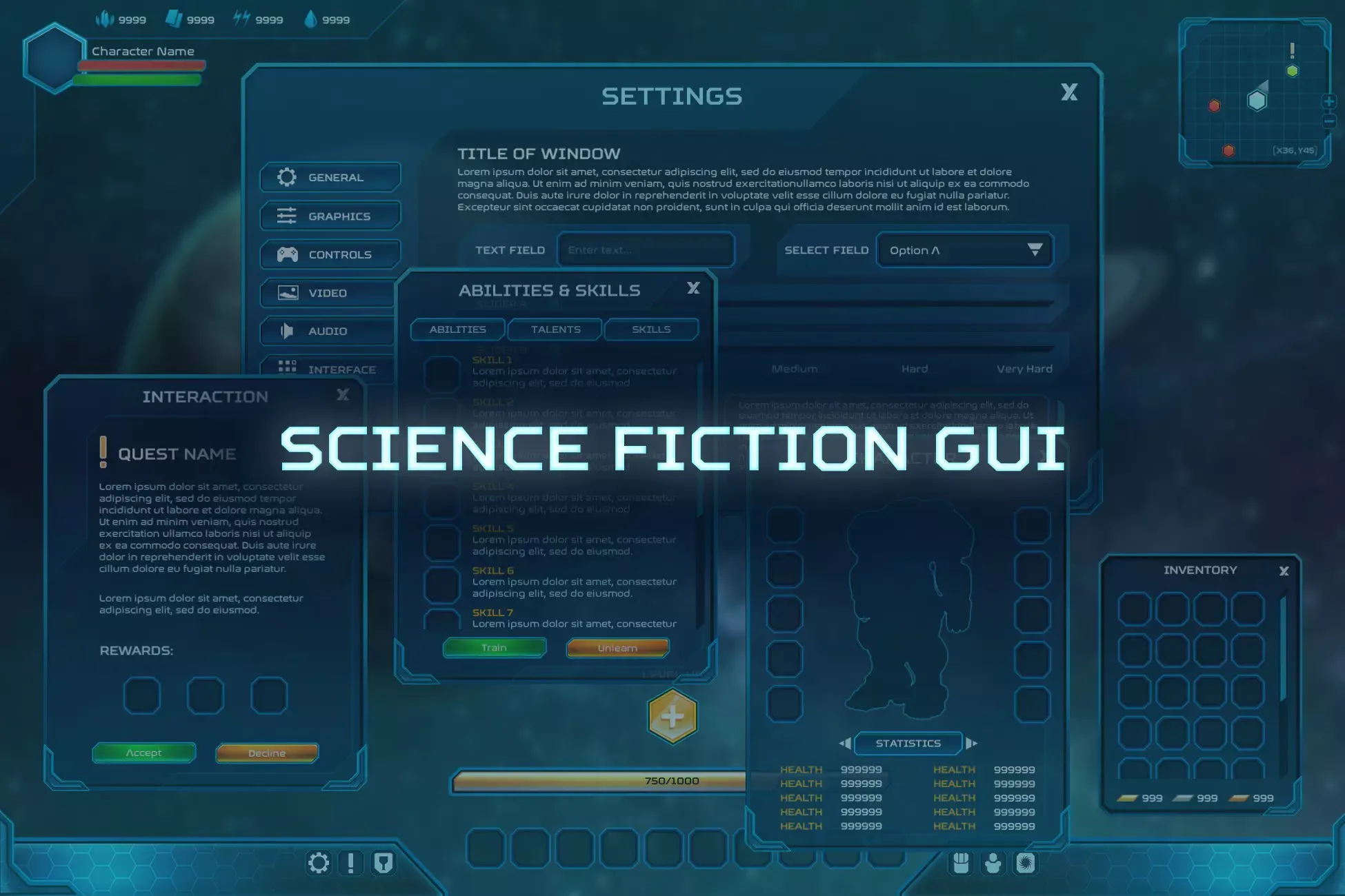 Complete Sci-Fi GUI / UI + psd sources